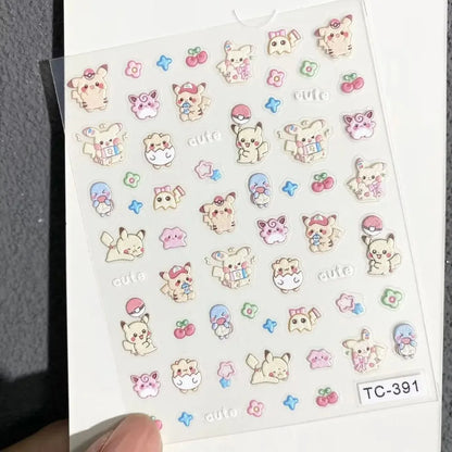 Autocollants 5D pour ongles en relief | Décalcomanies mignonnes pour ongles inspirées des mangas pour étuis de téléphone et tasses DIY