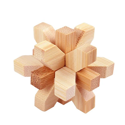 Wooden Burr Puzzle Lock – 3D Brain Teaser IQ Game, Luban Kongming Lock Interlocking Puzzle Toy, Mind Logic Challenge & Montessori Educational Toy