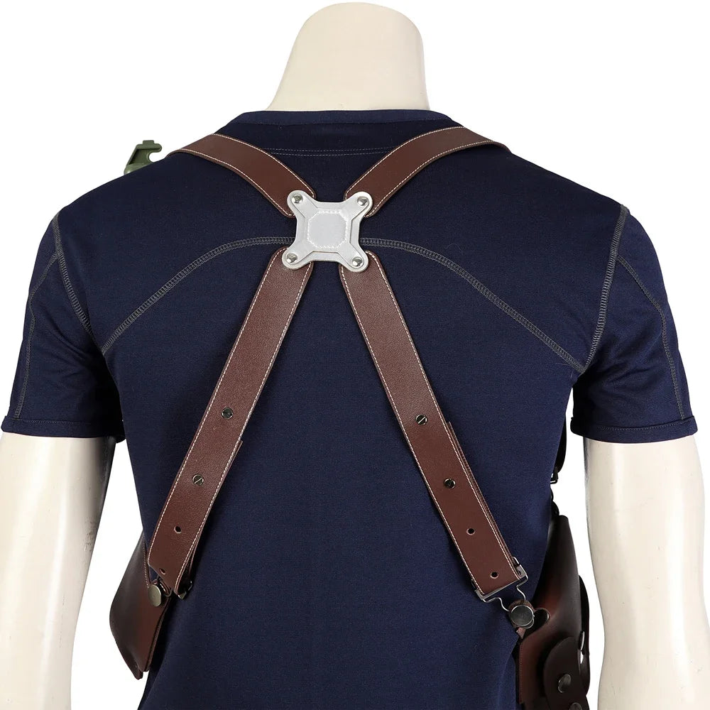 Resident Evil Leon S. Kennedy Inspired Cosplay Costume – Tactical Utility Belt Set with Bags, Holster & Officer Outfit Accessories for Carnival & Halloween