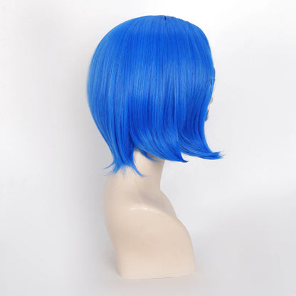 Inside Out Sadness Anime Cosplay Wig – Short Blue Bob Synthetic Wig with Wig Cap (Game & Role-Play Costume Hairpiece)