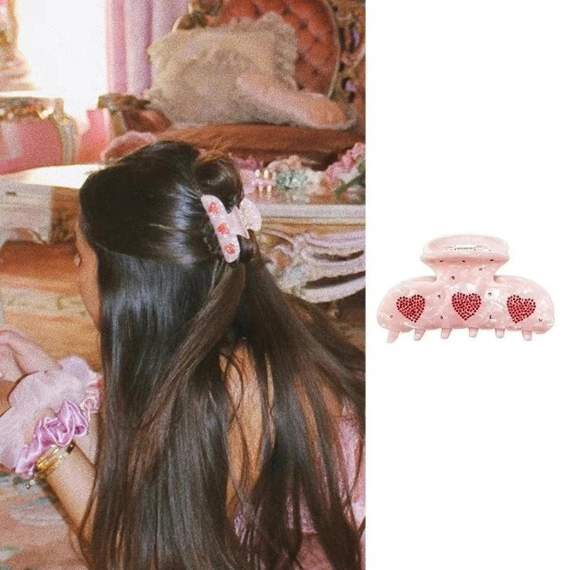 Pinzas para el pelo de cereza bonitas – Pinzas para el pelo de acetato con diamantes de imitación de frutas, flores y mariposas para mujeres y niñas | Accesorios para el pelo de moda Kawaii