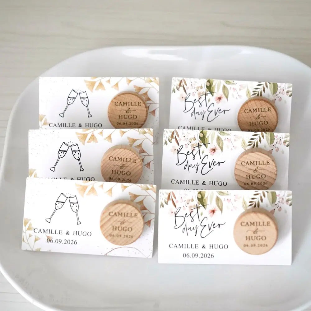 Custom Engraved Wooden Wine Stoppers with Stand & Thank You Cards – Wedding Guest Favors, Party Decor, 10–50PCS Bulk
