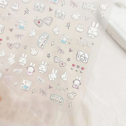 Cute Miffy 3D Nail Stickers – Kawaii Anime Glass Camera Nail Art Decorations (Holiday Gift Set)