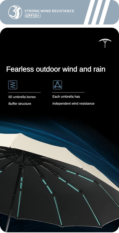 Paraguas Automático Cortavientos de 72 Huesos – Paraguas Grande Plegable para Lluvia con Protección UV para Hombres y Mujeres, Paraguas Impermeable de Alta Resistencia para Exteriores