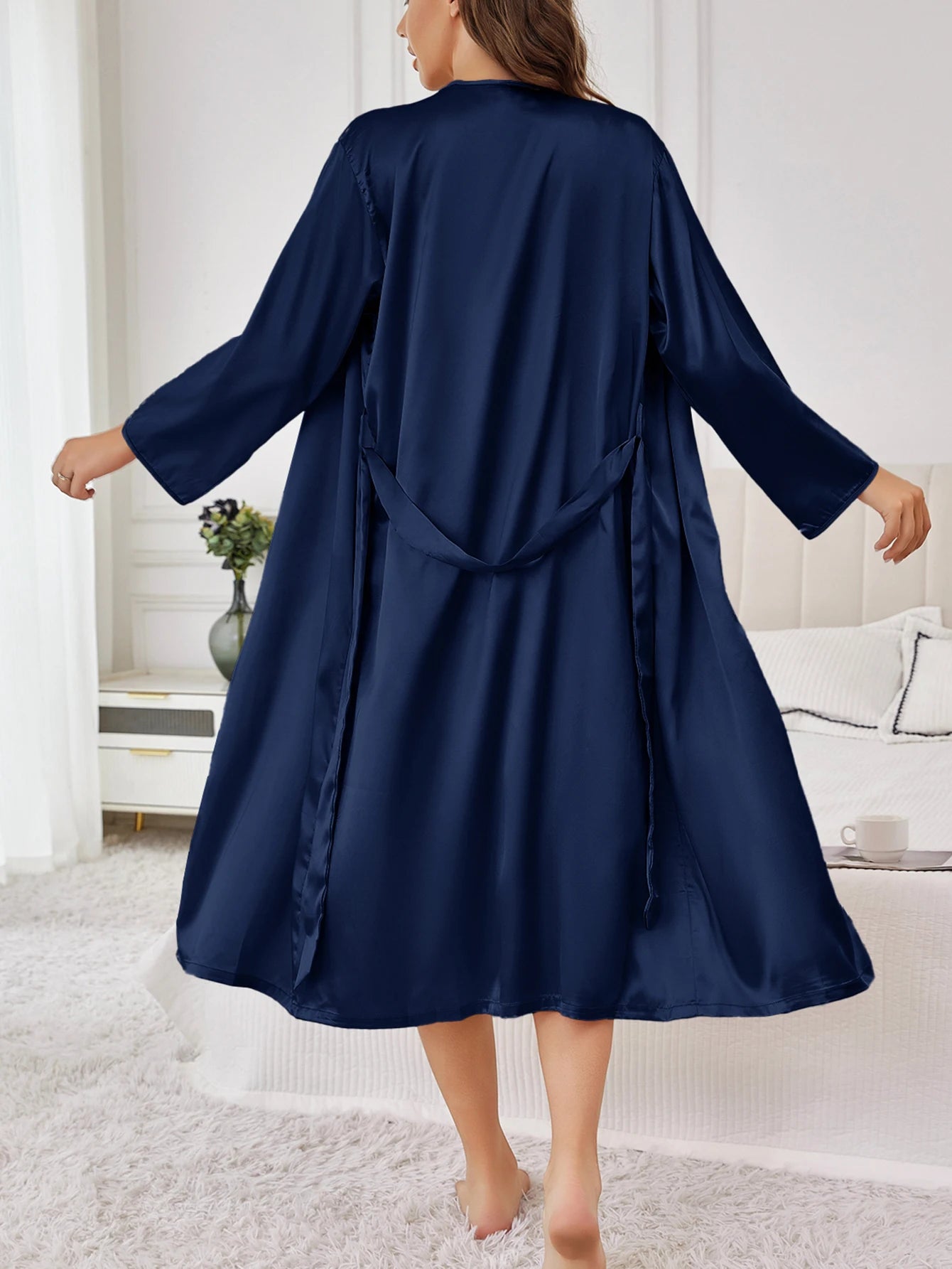 Women’s Satin Robe – Belted Elegant Solid Color Silky Comfort Bathrobe Loungewear