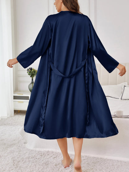 Women’s Satin Robe – Belted Elegant Solid Color Silky Comfort Bathrobe Loungewear