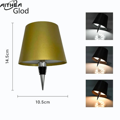AITHEA Wireless Wine Bottle Cork Lamp – Touch Control Dimmable LED Desk Light with USB-C Charging for Home Bar Decor