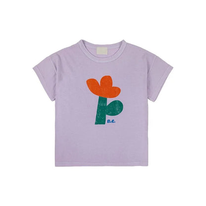 Camiseta de algodón con dibujos animados para niños 2025 – Top de manga corta estilo coreano de primavera-verano para bebés niños y niñas, ropa exterior informal para uso diario.