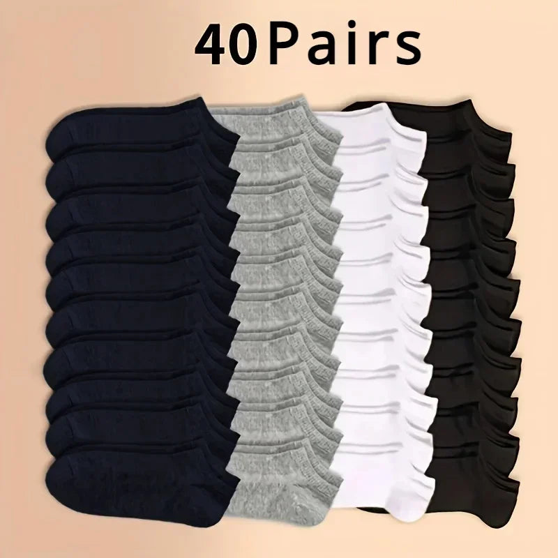 10/20/40 Pairs Unisex Cotton Ankle Socks – Soft Low Cut Everyday Socks for Men & Women
