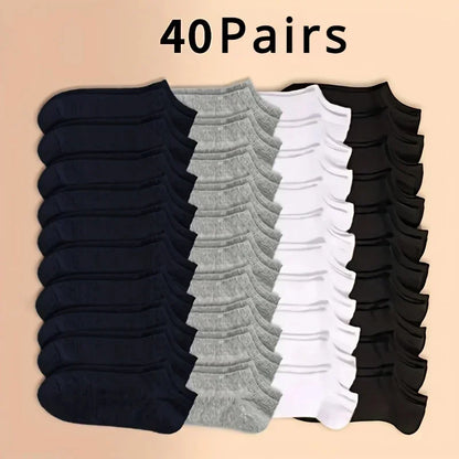 10/20/40 Pairs Unisex Cotton Ankle Socks – Soft Low Cut Everyday Socks for Men & Women