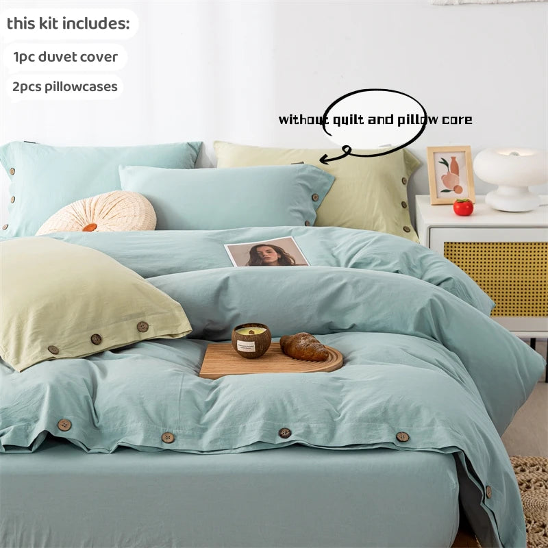 3-Piece 100% Cotton Bedding Set – Duvet Cover & Pillowcase Set for Queen & King Beds