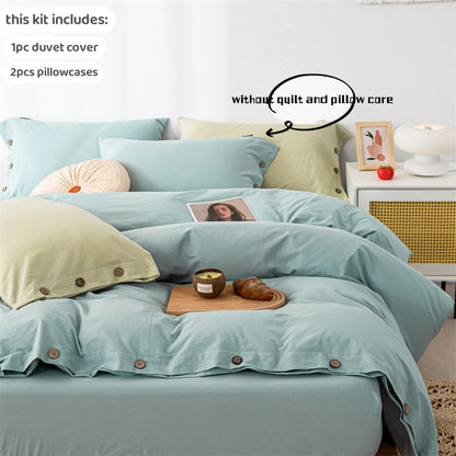 3-Piece 100% Cotton Bedding Set – Duvet Cover & Pillowcase Set for Queen & King Beds