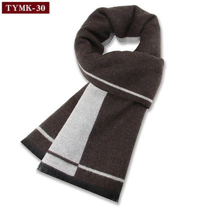 Écharpe d'hiver en imitation cachemire pour homme, douce à carreaux, chaude en mélange de laine, longue, châle, cache-col