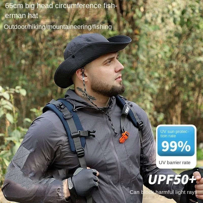 XXL 60-65cm Large Size Sun Bucket Hat for Men – Lightweight Quick-Dry Outdoor Fishing Cap with Sun Protection for Hiking & Jungle