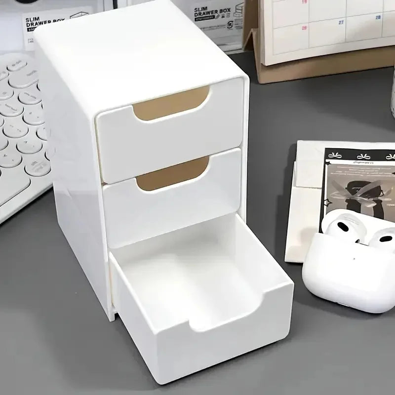 Organizador de almacenamiento de cosméticos de plástico de 3 niveles – Caja con cajones multifuncional para maquillaje, joyas, cuidado de la piel, material de oficina y organización de encimeras