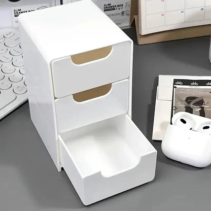 Organizador de almacenamiento de cosméticos de plástico de 3 niveles – Caja con cajones multifuncional para maquillaje, joyas, cuidado de la piel, material de oficina y organización de encimeras