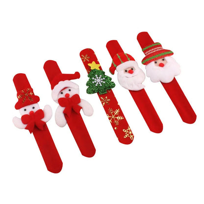 12/24PCS Red Christmas Slap Bracelets – Santa & Elk Kids Party Favors, Xmas Gifts, Ornaments & New Year Decor