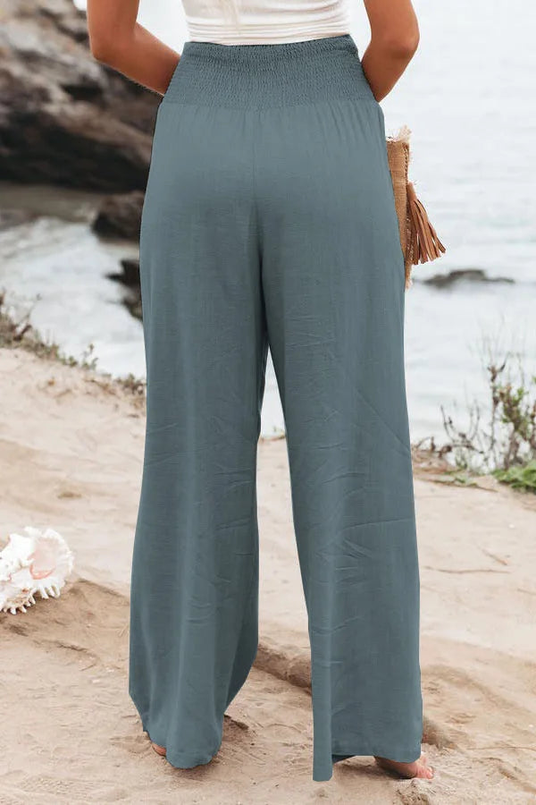Pantalon ample décontracté pour femme, taille mi-haute avec cordon de serrage, style européen et américain, idéal pour la plage au printemps et en été