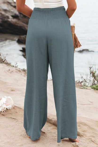Pantalon ample décontracté pour femme, taille mi-haute avec cordon de serrage, style européen et américain, idéal pour la plage au printemps et en été