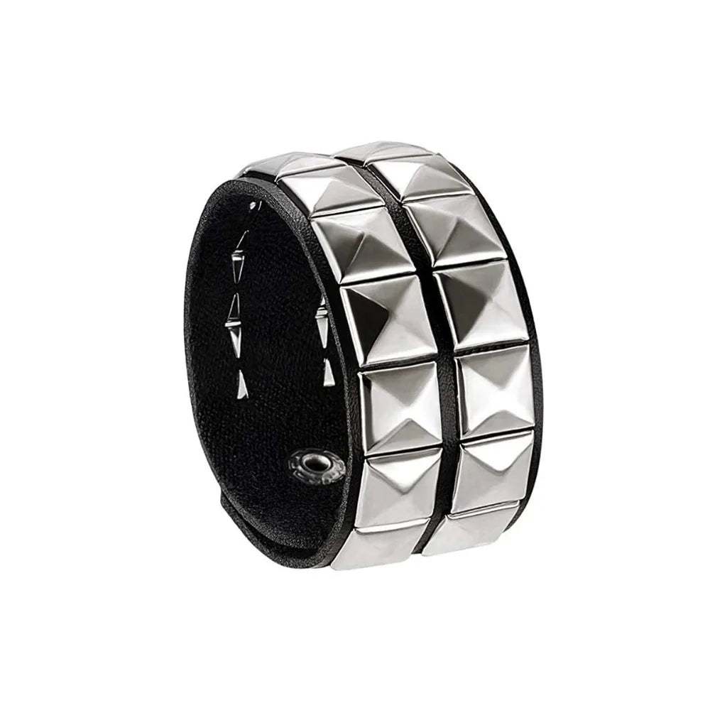Pulsera de remaches de uñas estilo punk – Pulsera gótica con tachuelas de hip hop para hombres y mujeres | Regalo de joyería de moda rock para Navidad y el Día de San Valentín