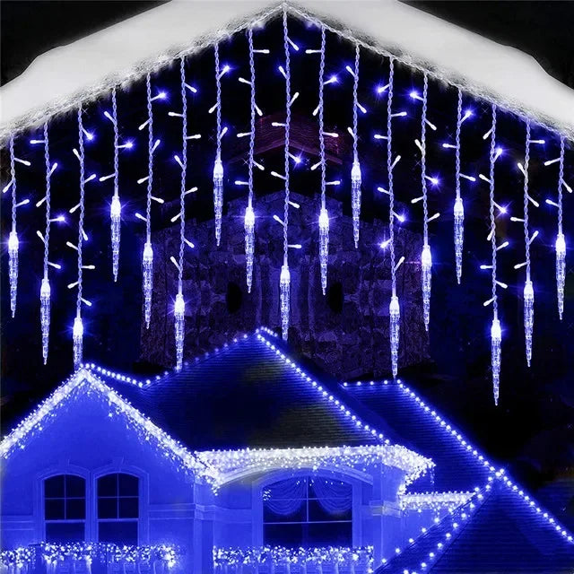 LED Christmas Icicle Curtain Lights – Winter Festoon Garland with 0.3M/0.4M/0.5M Droop for New Year, Xmas & Holiday Decorations