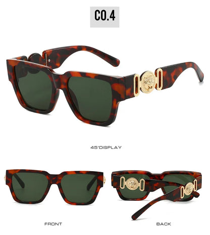 2026 Luxury Designer Sunglasses for Women Men Vintage Square Leopard Print Shades UV400 Outdoor Travel