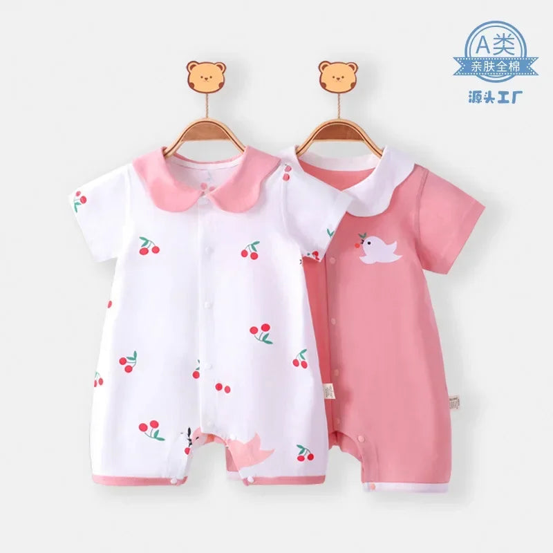 Grenouillère Bébé 100% Coton Manches Courtes Body Nouveau-né Combinaison d'Été pour Nourrissons