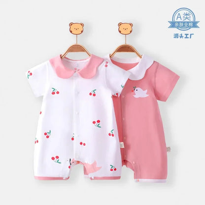 Grenouillère Bébé 100% Coton Manches Courtes Body Nouveau-né Combinaison d'Été pour Nourrissons