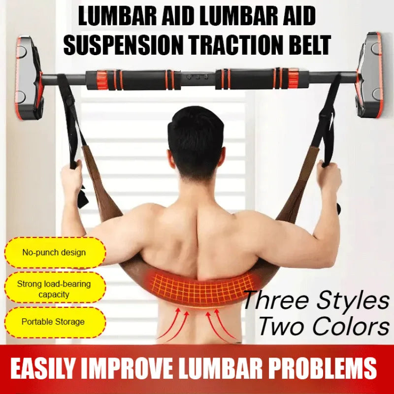 Cinturón de tracción lumbar – Cinturón de apoyo para estiramiento espinal doméstico para relajación de cintura, estiramiento de espalda y ejercicio de descompresión en barra horizontal