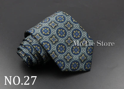 Men's 7.5cm Soft Silk Necktie – Floral & Dot Pattern Tie for Weddings, Business, Parties & Formal Wear