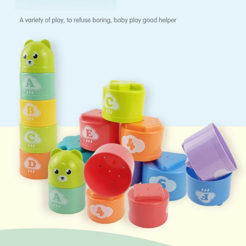 Gobelets empilables chiffres et lettres pour enfants – Jouet sensoriel Montessori éducatif pour tout-petits, jeu de puzzle d'apprentissage précoce, cadeau d'activité d'empilement rapide
