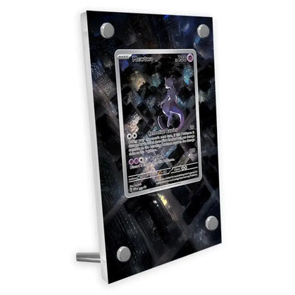 Estuche de exhibición de cartas acrílico Pokémon – Reshiram, Mewtwo, Zekrom, Charizard y soporte protector de cartas de personajes