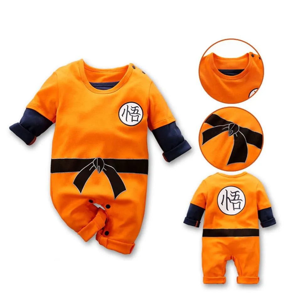 Anime-Inspired Baby Cosplay Romper – Vegeta, Krillin & Roshi Training Outfit for Newborns & Infants, Halloween Cartoon Costume Jumpsuit