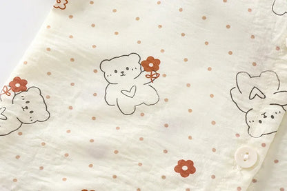 Conjunto de pijama de encaje floral para niñas – Traje de dormir de princesa de manga larga holgado con pantalones para niños
