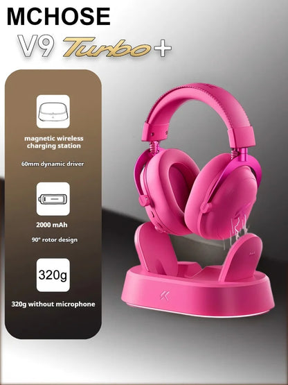 Casque de Jeu Sans Fil MCHOSE V9 Pro 3 Modes – Casque d'Esports Bluetooth, 2.4 GHz & Filaire avec Microphone Anti-Bruit