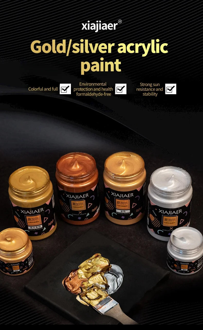 Metallic Acrylic Paint Pigment – Gold, Silver & Bronze Pearlescent (100ml / 300ml) for Painting & Art Projects