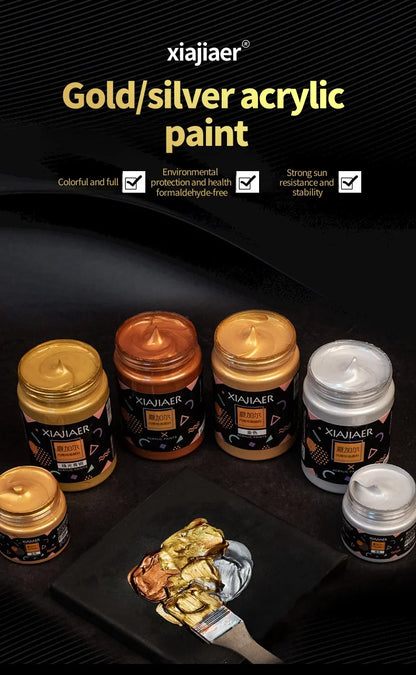 Metallic Acrylic Paint Pigment – Gold, Silver & Bronze Pearlescent (100ml / 300ml) for Painting & Art Projects