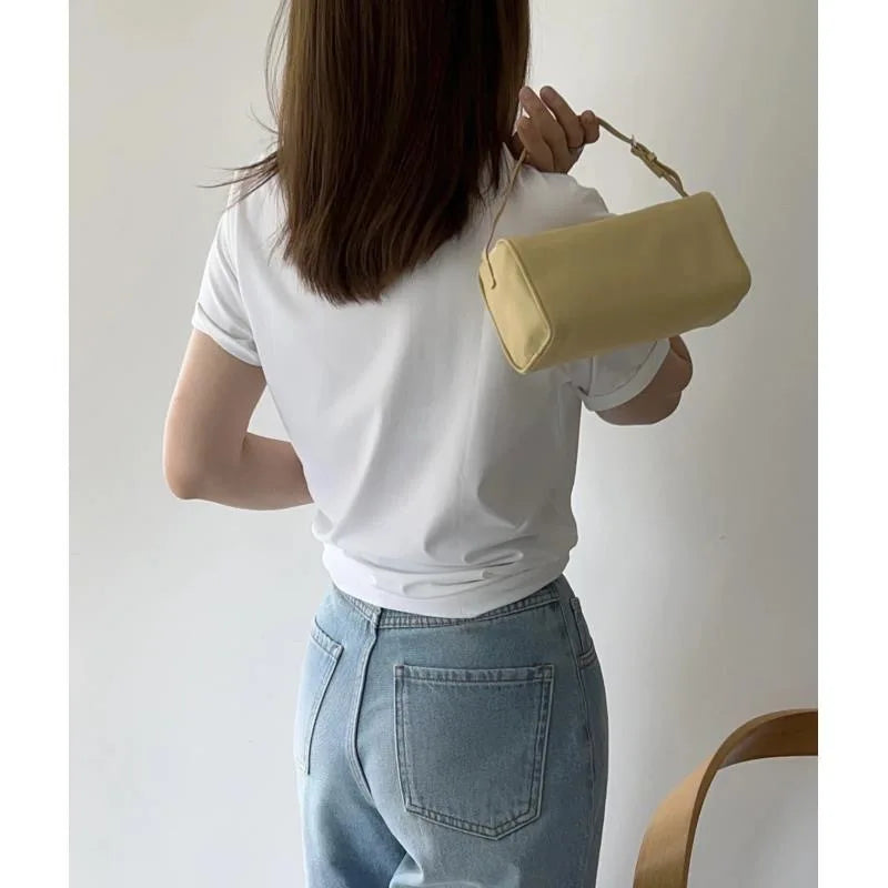 Bolso bandolera retro de cuero dividido de los 90 para mujer – Mini bolso de hombro de lujo 2026, bolso de moda de gamuza de piel de vaca suave con correa de un solo hombro para estilo casual y vintage