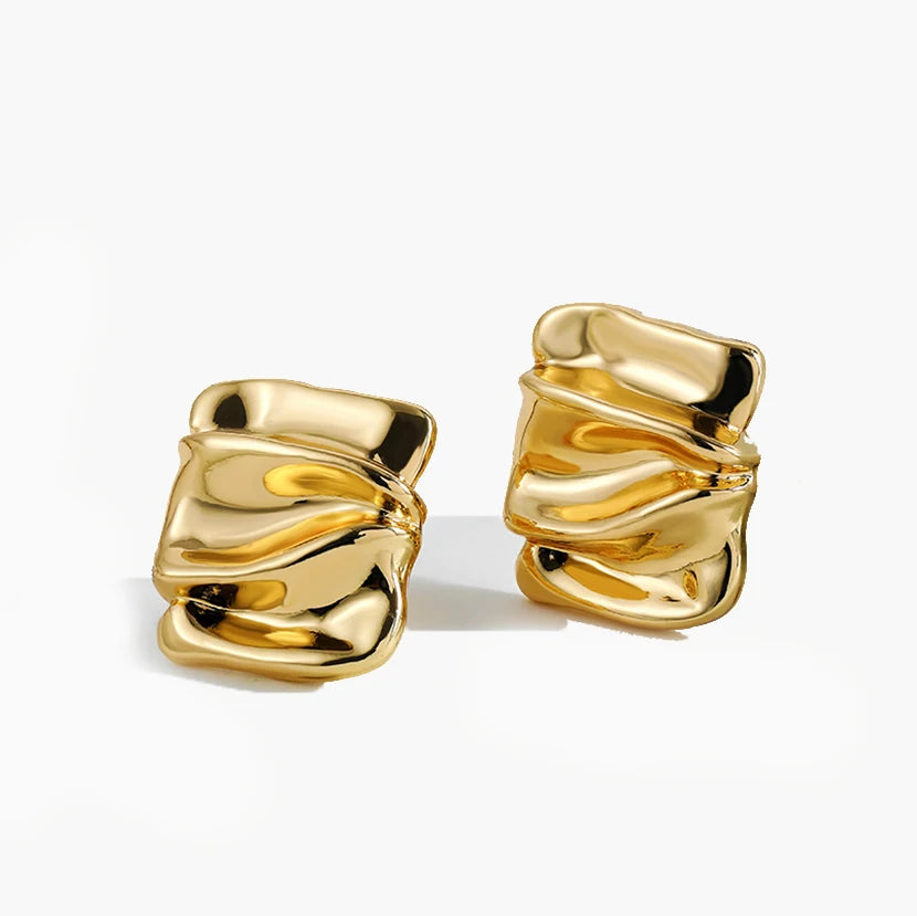 Pendientes de Moda Llamativos de Acero Inoxidable Chapado en Oro Círculo Geométrico Retorcido Vintage para Mujer