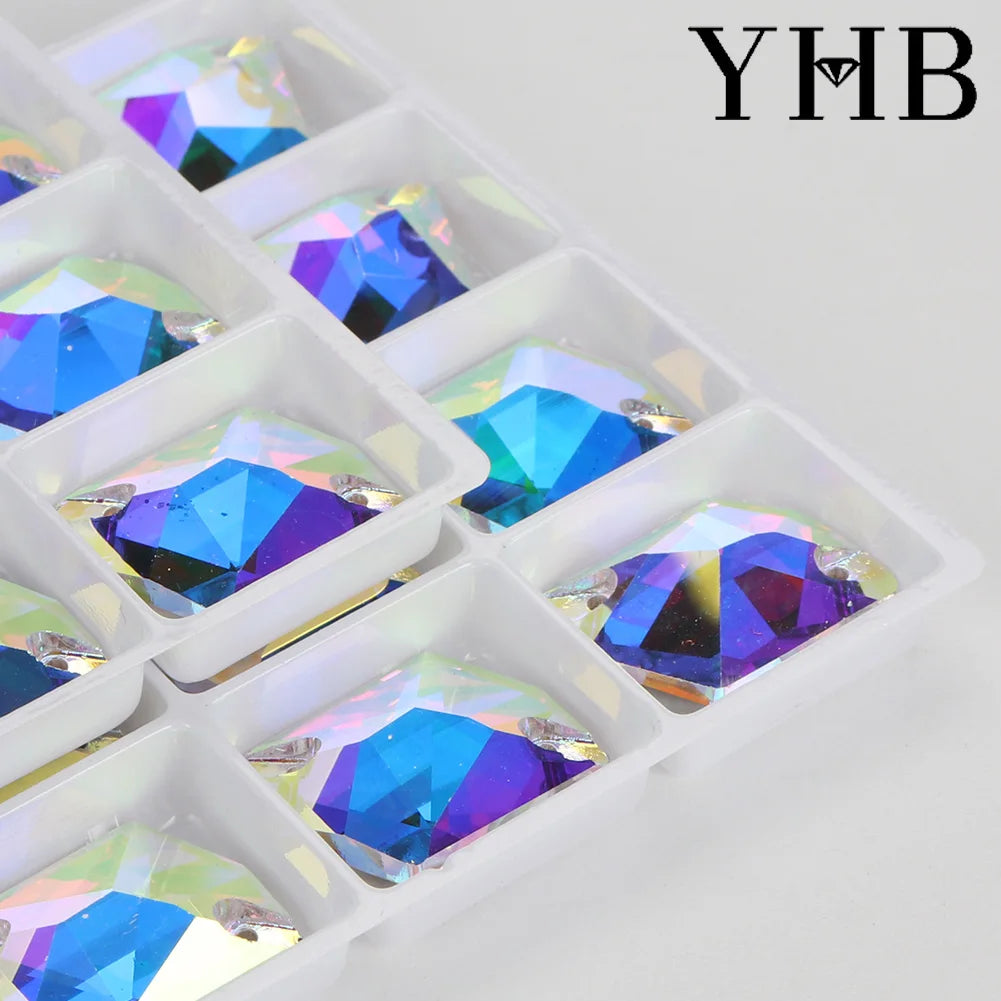 Strass à coudre YHB Cosmic AB Moonlight – Pierres plates en cristal de verre pour la décoration de vêtements et de sacs