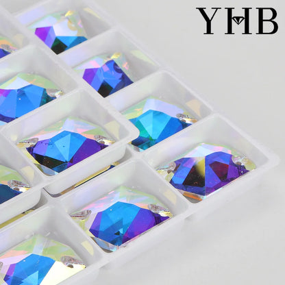 Strass à coudre YHB Cosmic AB Moonlight – Pierres plates en cristal de verre pour la décoration de vêtements et de sacs
