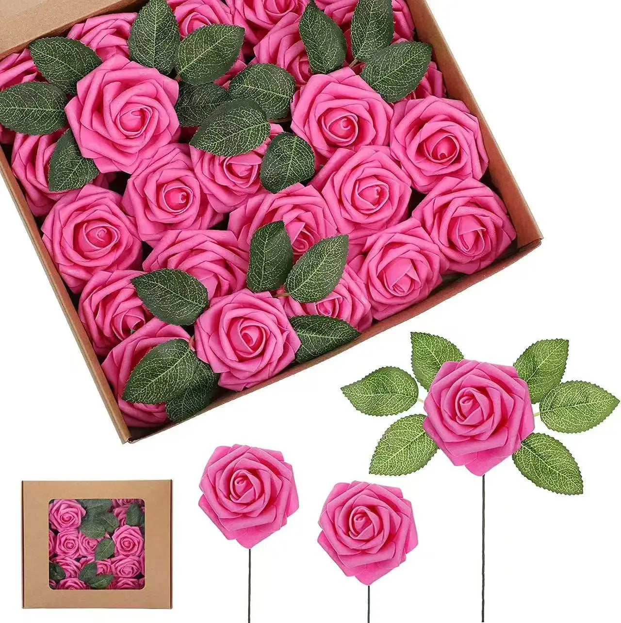 Rosas artificiales de espuma, de 10 a 100 unidades – Rosas sintéticas realistas para ramos de boda, centros de mesa, decoraciones para fiestas, regalos para el Día de la Madre y San Valentín, arreglos florales de bricolaje