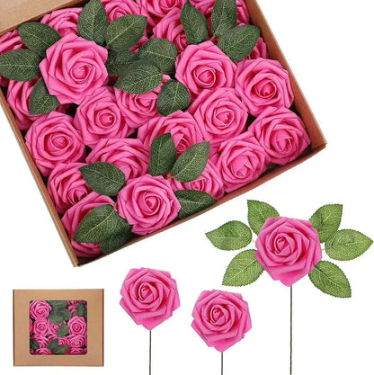 Rosas artificiales de espuma, de 10 a 100 unidades – Rosas sintéticas realistas para ramos de boda, centros de mesa, decoraciones para fiestas, regalos para el Día de la Madre y San Valentín, arreglos florales de bricolaje