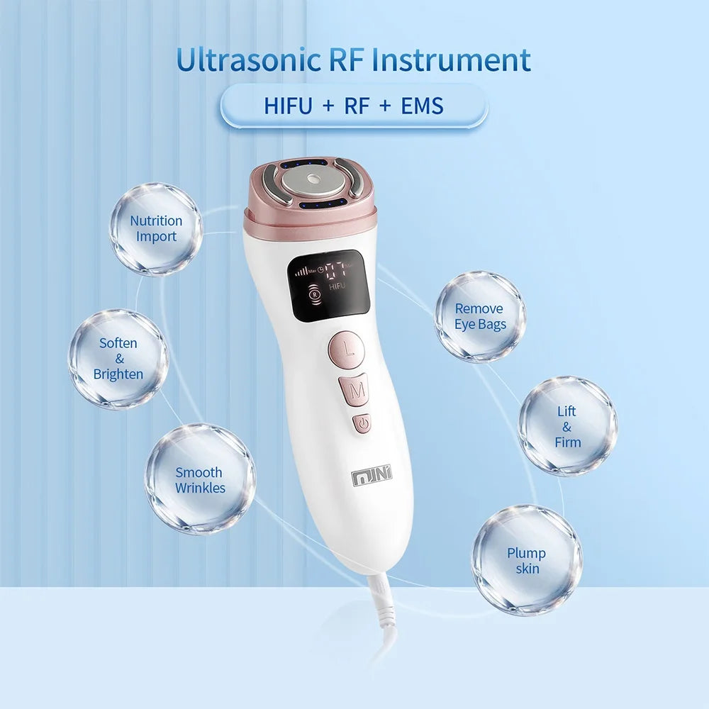 Mini HIFU Facial Lifting Device – Ultrasonic RF EMS Skin Tightening & Anti-Wrinkle Massager for Home Use