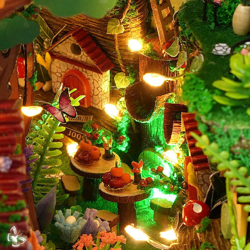 Kit de book nook à fabriquer soi-même – Maquette de maison de poupée miniature en bois à insérer dans une étagère pour adultes, loisirs créatifs et décoration d'intérieur