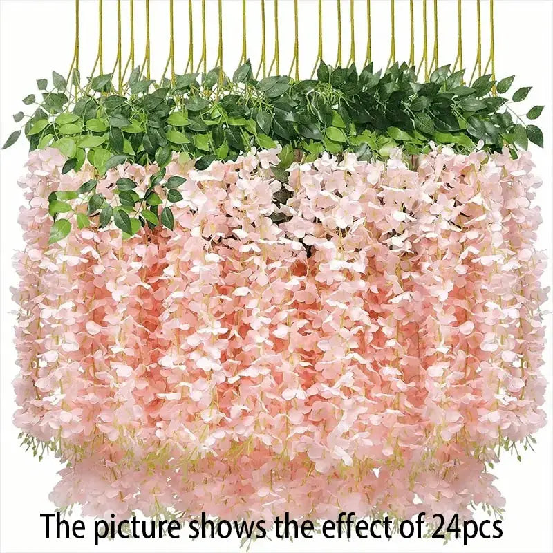 12PCS Artificial Wisteria Vine Flowers – Silk Hanging Trailing Garland for Wedding, Party & Home Decor | DIY Floral Decoration