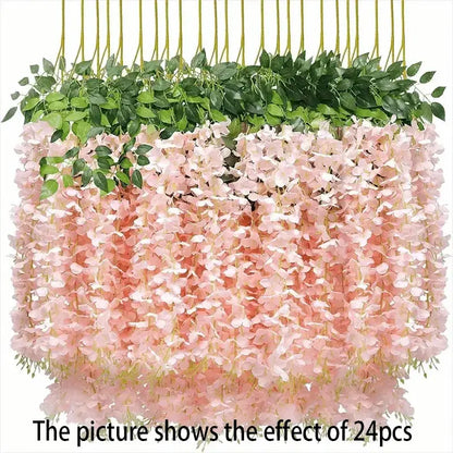 12PCS Artificial Wisteria Vine Flowers – Silk Hanging Trailing Garland for Wedding, Party & Home Decor | DIY Floral Decoration