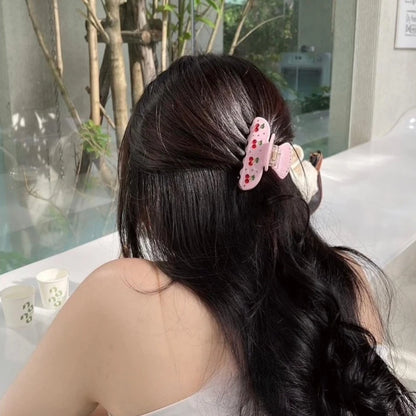 Pinzas para el pelo de cereza bonitas – Pinzas para el pelo de acetato con diamantes de imitación de frutas, flores y mariposas para mujeres y niñas | Accesorios para el pelo de moda Kawaii