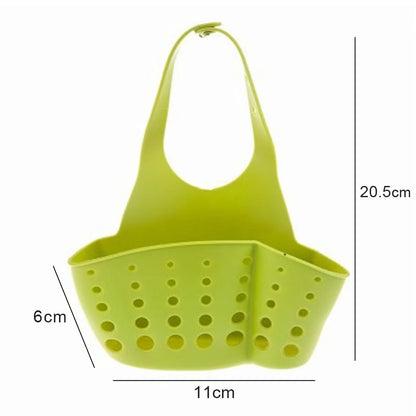 Adjustable Kitchen Sink Drain Basket Sponge & Soap Holder Hanging Sink Organizer