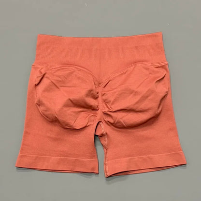 HISTELLO Pantalones cortos de yoga sin costuras de 4.5" para mujer – Pantalones cortos deportivos de talle bajo con efecto fruncido para gimnasio, fitness, correr y ropa deportiva